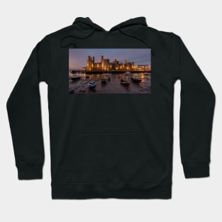 Caernarfon Castle After Sunset With Boats Hoodie